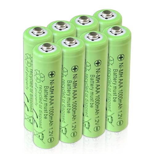 Batterie ricaricabili Ni-MH AAA 1.2V 1000mAh ad alta capacità, adatte a giocattoli piccoli/mouse wireless, scarica naturale ridotta e ricaricabili (8 confezionati)