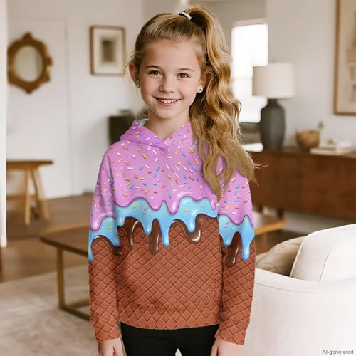 Image of Coloranimal Unisex Girls and Boys Long Sleeve Hoodies Hoody Athletic Pullover Sweatshirts Tops Age 6-16year
