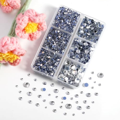 Image of BEADSLAND Hotfix Rhinestones, 4000 PCS Clear Rhinestones for Clothes Crafts Mixed 6 Sizes with Wax Pencil and Tweezers Kit, SS6-SS30, Crystal
