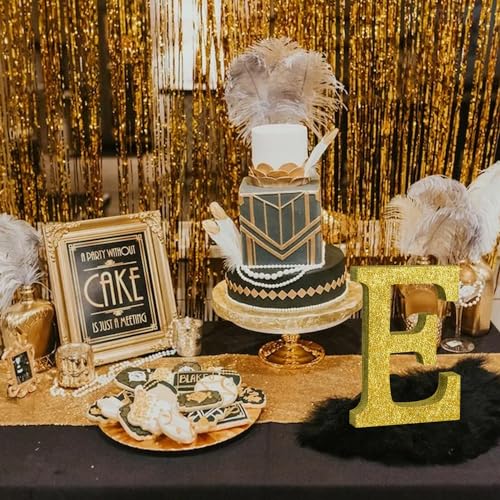 Image of TONIFUL 8 Inch Gold Glitter Letter E Table Centerpiece A-Z Gold Birthday Party Decorations,Gold Alphabet E for Birthday,Chrismas,Graduation,Bridal Shower,Wedding,Anniversary Party Supplies