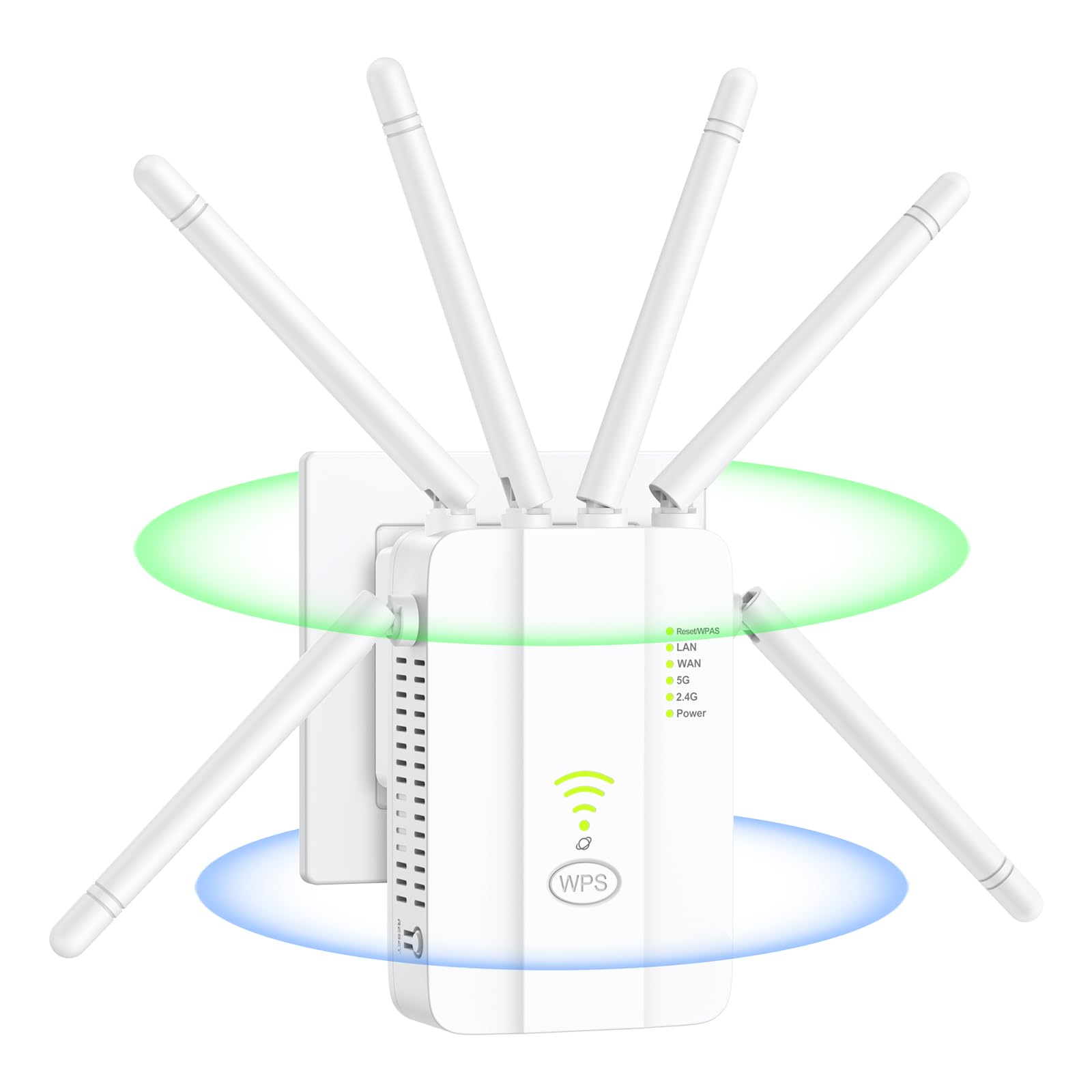 WLAN Verstärker, WIFI Repeater 1200 Mbit/s, Dualband Extender 5GHz + 2.4GHz mit 6 Antennen, 360°-Abdeckung WLAN Signalverstärker Verstärker mit Ethernet-Anschluss kompatibel mit allen WIFI Routern