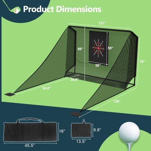 10x7ft Golf Hitting Net with Detachable Side Barriers & Heavy Duty Steel Frame,Golf Practice Hitting Nets for Backyard,Portable Driving Net w/Carry Bag & Stakes, Chipping & Swing Training