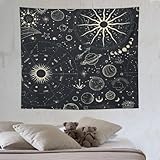 ZhiRain Boho Sun Moon Tapestry Wall Hanging Sun Crescent Moon and Stars Mandala Bohemian Universe Galaxy Tapestries Home Decor for Living Room Bedroom Apartment Farmhouse Dorm 50'x60'