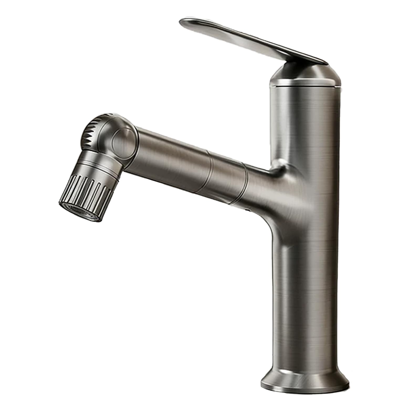 JRUIA Single Handle Grey Bathroom Faucet, Pull Out Kitchen Sink Faucet, Hot And Cold Water Supply, Two Water Outlet Modes,Grey