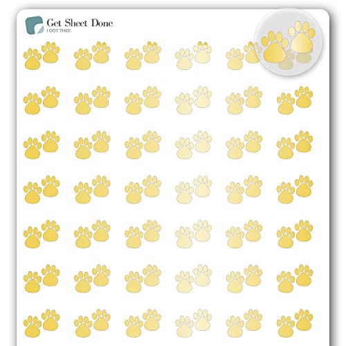 Paw Pet Planner Stickers / 54 Gold Foil (1/2”) / Dog Cat Care Medication Groom Reminder/Essential Productivity Life Planner/Bujo Bullet Journaling/Todo Appointments (1 Sheet, Gold Foil)