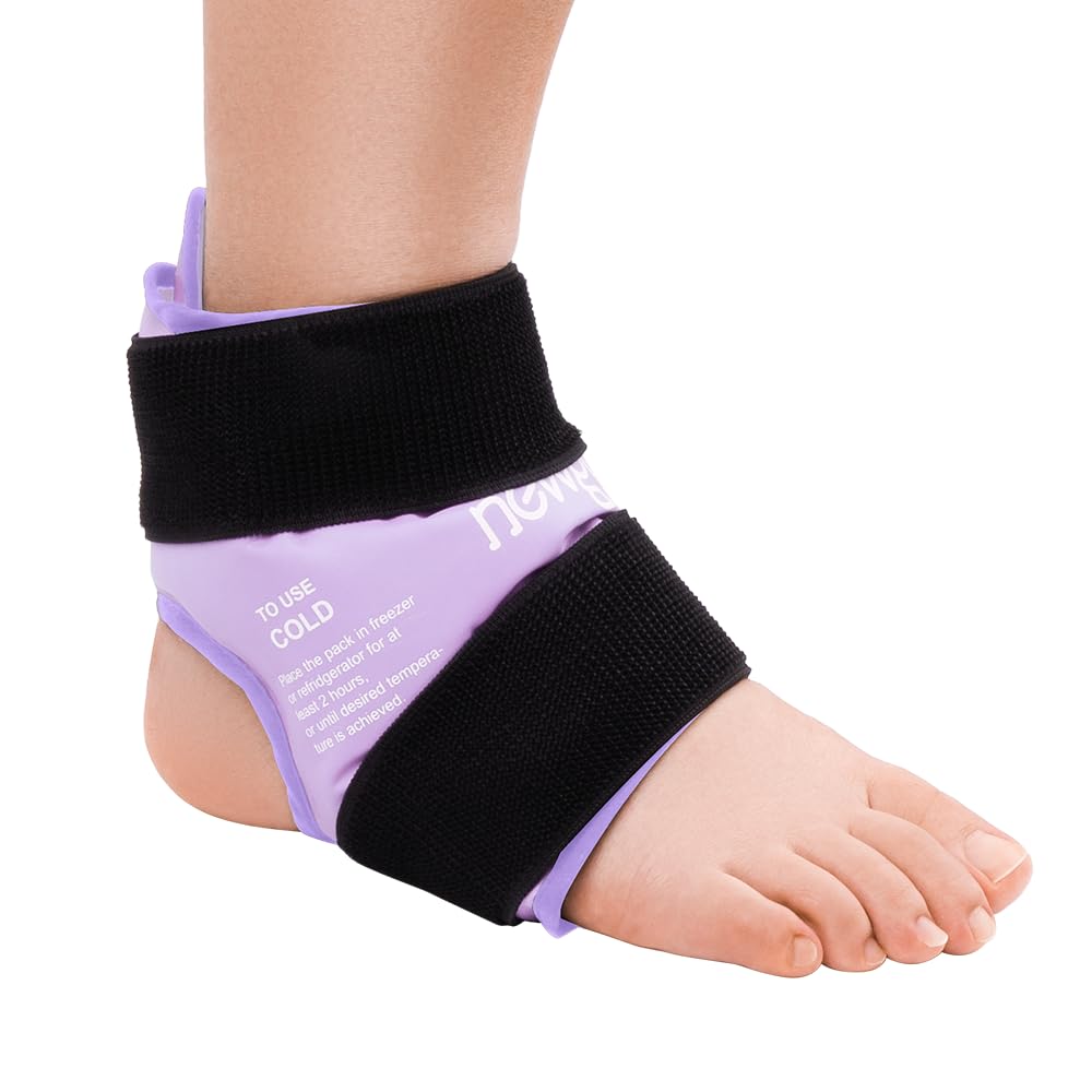 NEWGOAnkle Ice Pack for Swelling, Reusable Gel Ice Pack for Foot Ankle Heel, Hot Cold Compress Therapy for Achilles Tendonitis, Sprained Ankles (Purple)