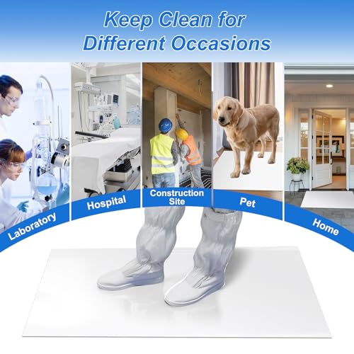 Image of Sticky Mat Tacky Adhesive Pads 300 Sheets, 30 Sheets /Pack, 18'' x 24'' / 45 x 60 cm, Thickened Cleaning Mats for Shoes, Construction, Cleanroom, Laboratories, Hospitals, Dogs, Pets, Home- White