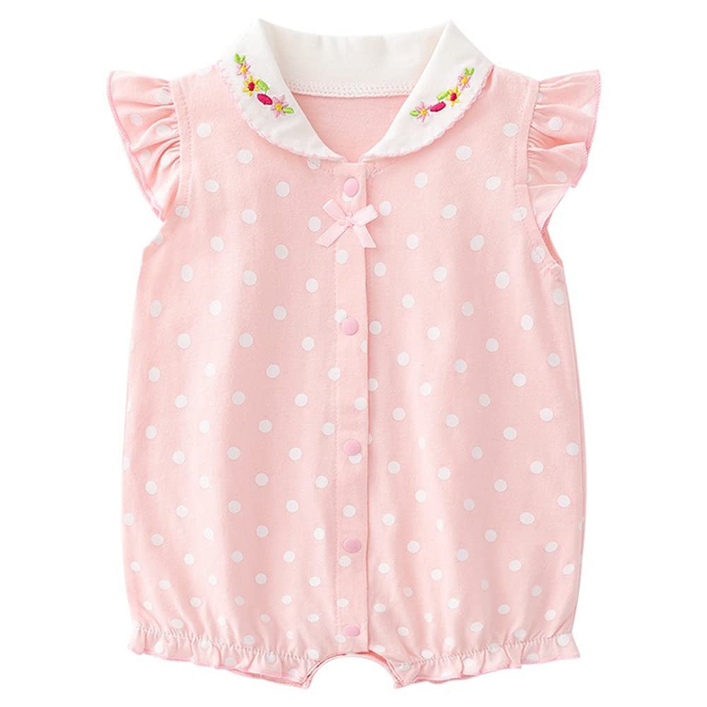 Minizone Bebé Niñas Monos Manga Corta Mameluco de Algodón Verano Pelele Caricatura Trajes 0-12 Meses
