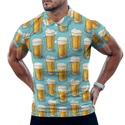 Polo de golf homme évacuation humidité pour rester au sec avec imprimé bière
