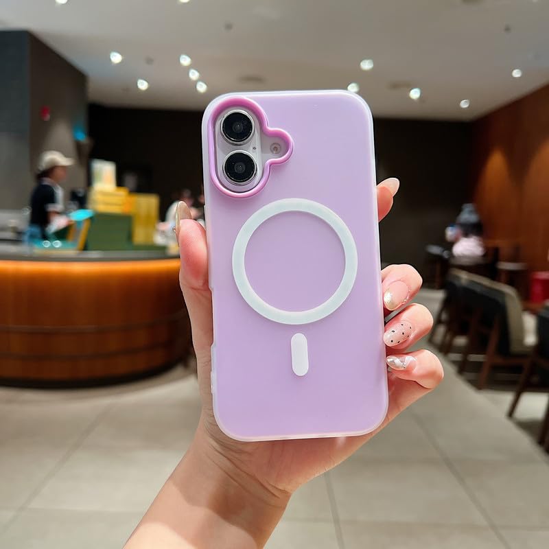 Image of LuxuryKase Magnetic Silicone Candy Case for iPhone 16 | MagSafe Compatible | Slim Protective Case | Lightweight & Flexible | Wireless Charging | Soft Matte Finish - Purple