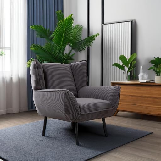 Sillón Tapizado Tela Pana Gris 80x83x90 cm miniatura 6