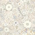 Vintique Wallpaper Peel and Stick Floral Wall Paper Removable Waterproof Gray/Yellow/Blue Contact Paper for Bedroom, Bathroom, Home Wall 17.3" x 118"