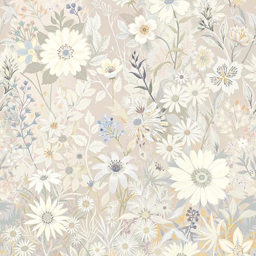 Wallpaper Peel and Stick Floral Wall Paper Removable Waterproof G...