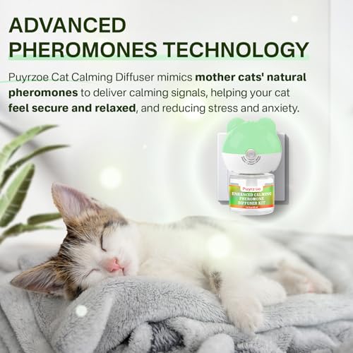 Puyrzoe Cat Calming Diffuser with Three Timing Functions, 6-IN-1 Cat Pheromones Calming Diffuser Kit, 120-Day Cat Calming Plug-in Support Anxiety, Stress, and Relaxation for Cats 2 Diffusers+4 Refills - Image 4