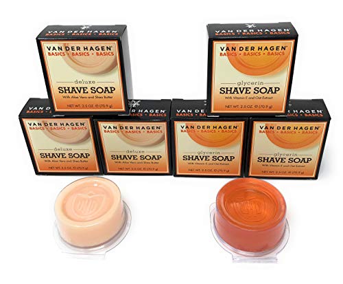 Van Der Hagen Deluxe (3-Count) and Glycerin (3-Count) Shave Soap Variety Bundle (Packaging May Vary)