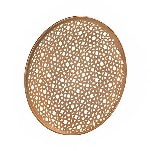 De Kulture - Bandeja Decorativa Hecha a Mano, diseño Redondo, Color Dorado