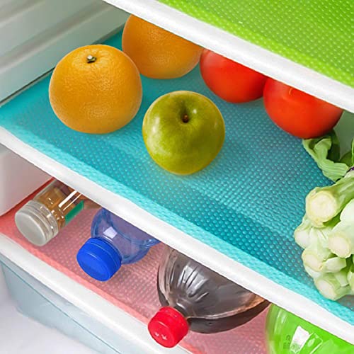 plastic placemats for fridge - 8PCS Refrigerator Liners, 12 x 17.7 Inch EVA Fridge Liner Refrigerator Mats Washable Shelf Liner Can Be Cut for Glass Shelves Kitchen Cabinet Drawer, Waterproof Table Plastic Placemats with 4 Colors