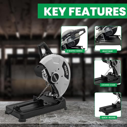 Image of AEGON ACM14 Cut Off Machine /Chop Saw 14-inch, 2400W, 3800 Rpm with Locking Chain & Variable Speed Control For Cutting Metal, Steel Pipe, TMT, Rebars, PVC Channels and Angles Metal Cutter