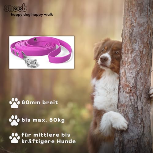 5m Schleppleine, Hundeleine, Handschlaufe, Magenta, sehr stabil, schmutz- und wasserabweisend