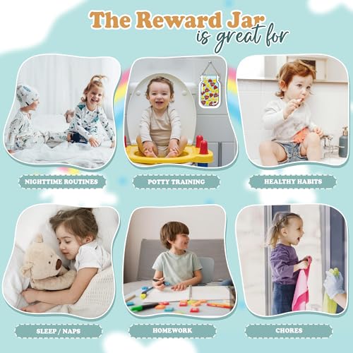 Image of Large 11 inch DIY 80 Tokens Magnetic Reward Jar Kids Potty Training Chore Chart Boys Girls Toddler Gifts for Classroom Teacher Good Behavior Management Tools Back to School RWJ-03-POOD-L