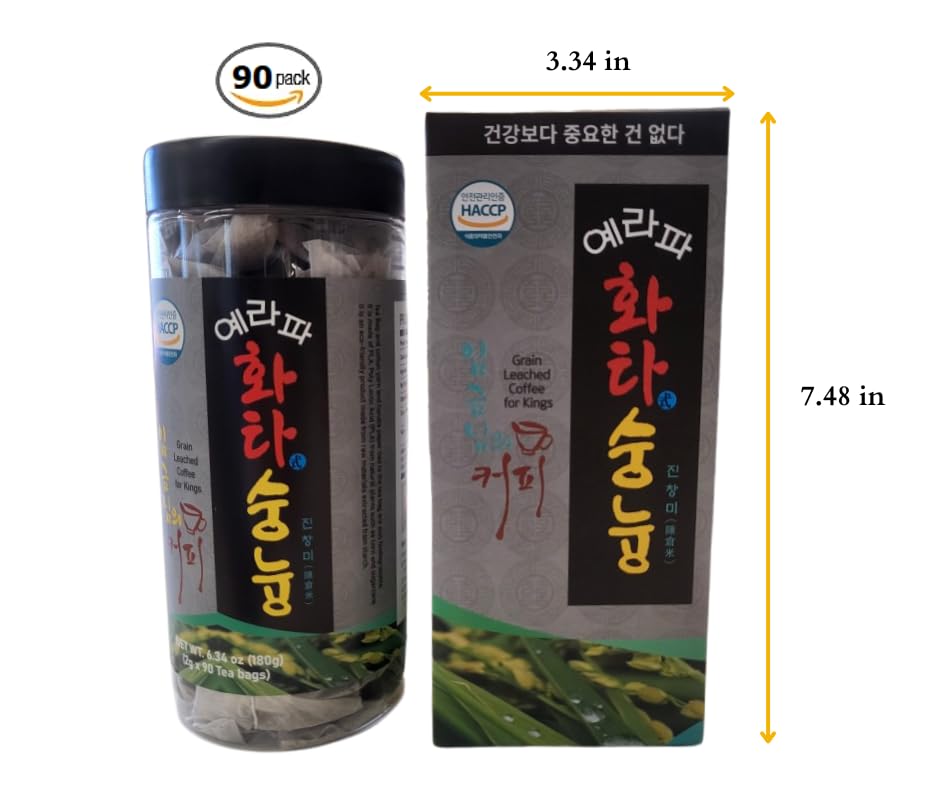 Miniatura 8 de Hwata Sungnyung - Té negro coreano con chips de arroz 6.34 onzas (0.07 oz x 90 bolsas de té) Nurungji Té de arroz quemado sin cafeína Bebida