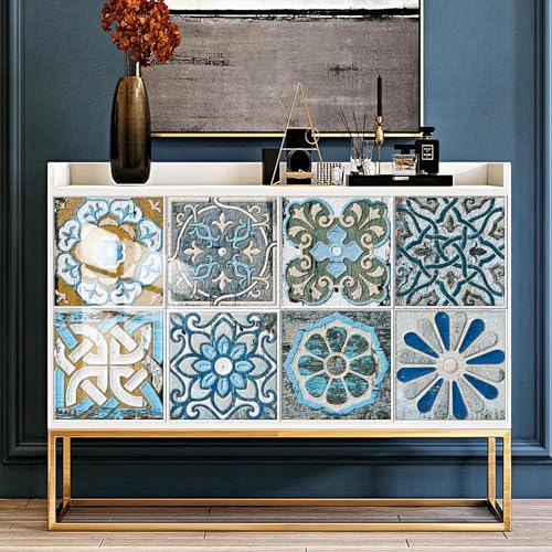 Evite manchas de grasa con vinilo impermeable azulejos autoadhesivos baño azul 5