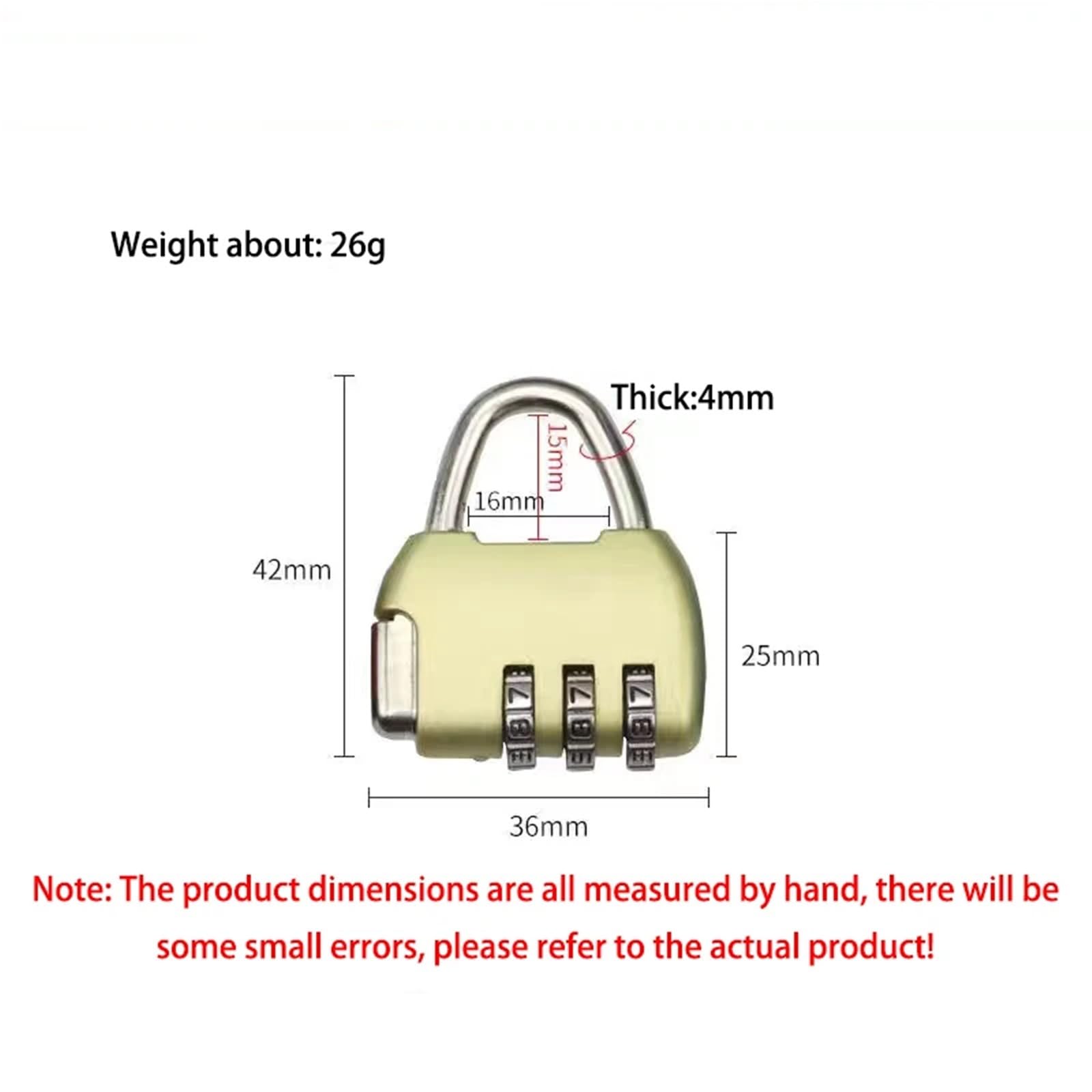 Cadenas de voyage en alliage de Zinc, sac à dos, petite valise de réinitialisation, mot de passe, serrure de cartable, Mini combinaison de 3 mots de passe, 1 pièces(Gold)