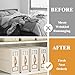 BigPonPon 4 Pack Foldable Bed Sheets Set Organizers and Storage(King & Queen Size),Linen Fabric Closet Organizers with Window,Folding Bedding Storage Box for Bedsheets and Pillow Cube Organizer-Beige