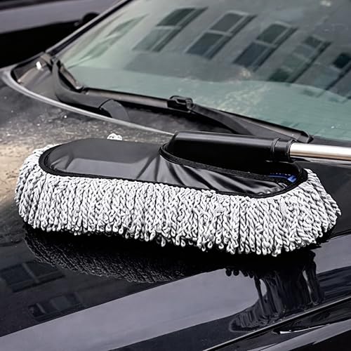 Image of 8 in 1 Car Cleaning Kit | Car Interior & Exterior Cleaning Brush Set | Microfiber Duster with Extendable Handle | Windshield Oil Film Remover | Dashboard & AC Vent Cleaning Tools Combo