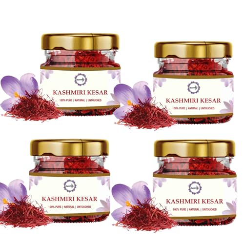 Image of Alpinista kesar Saffron Original Kashmiri /Kumkuma Puvvu | Saffron for pregnant women, Pooja rituals & Food for Biryani, Beauty, Improved Health and Tilak (Pack of 4 (1gram))