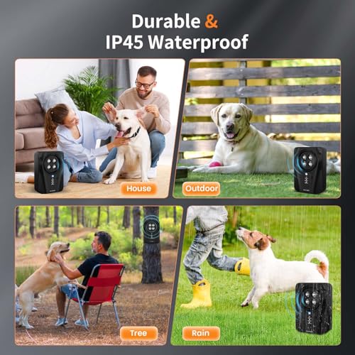 Bubbacare Antibell, Antibell Ultraschall Gerät, 3 Stufen Automatisch Antibell für Hunde mit 33ft, Wiederaufladbares & Wasserdichtes Anti Bell Gerät Hunde, für Große KleineHunde Innen Außenbereich