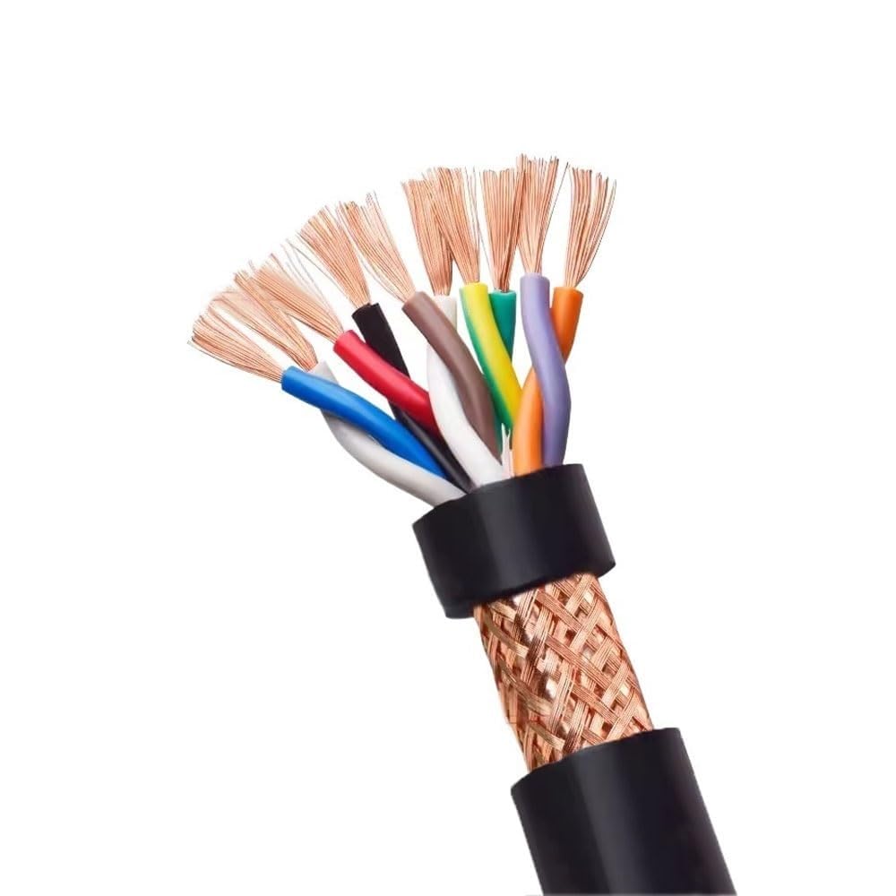 Cable apantallado, Cable de par trenzado 5 m, 0,75 mm², 18 AWG, alambre blindado cobre estañado PVC, núcleo RVSP 2-10(10 core x 0.75mm²)
