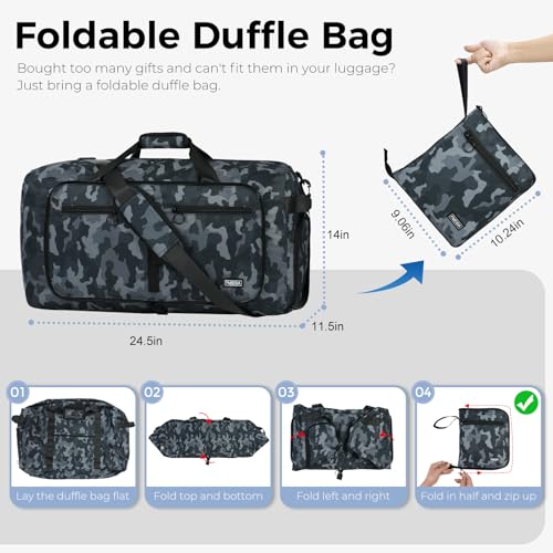 Image of Fmeida 65L Duffle Bag Foldable Travel Duffel Bags for Men Women Travel Bag | Shoes Compartment, 65L Large Capacity, Foldable, Packable, Water Repellent, Tear Resistant, for Traveling Gym Overnight Camp