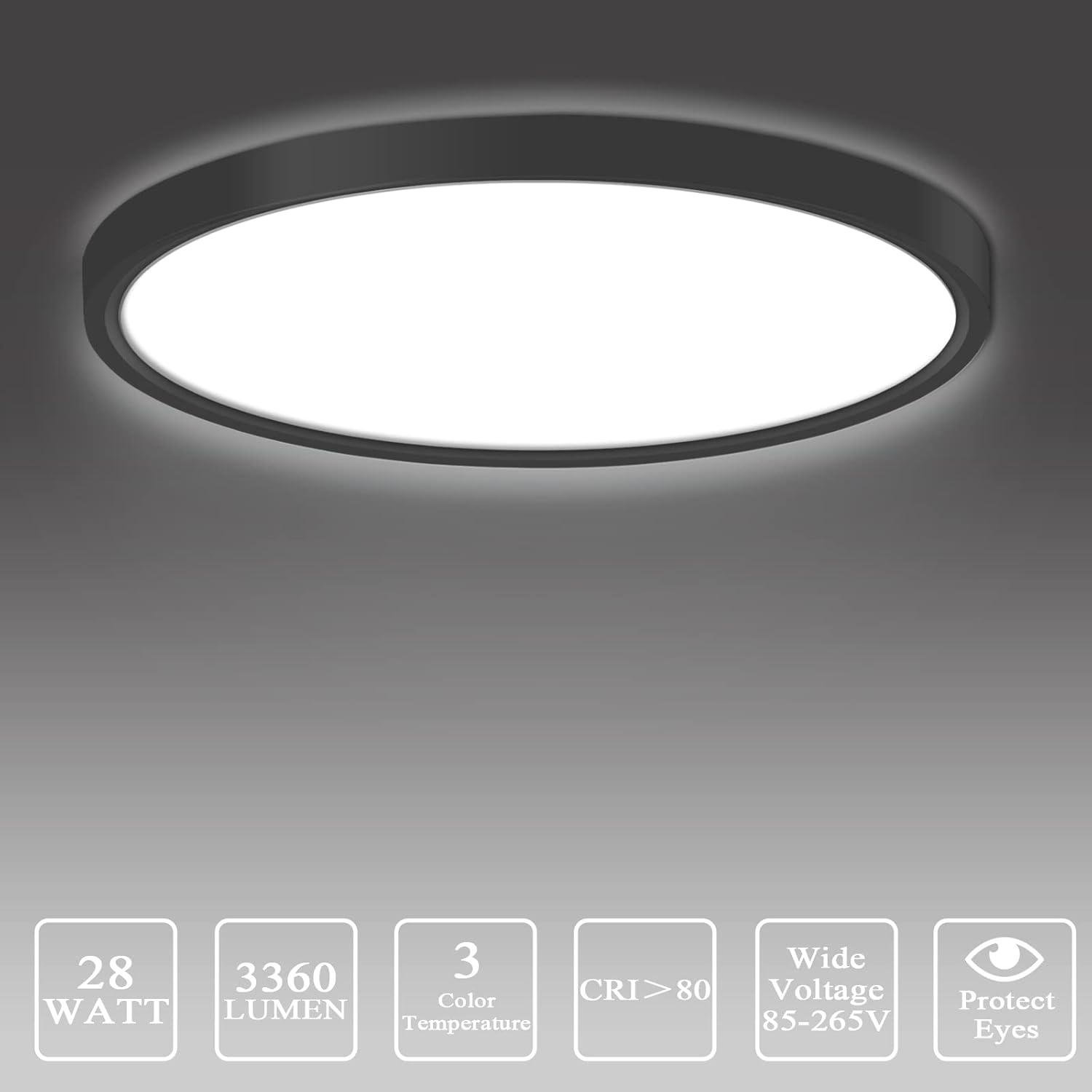 Flush Mount Ceiling Light 2 Pack, 3000K/4500K/6500K switchable Ceiling Light, 12 Inch 28W Round Ceiling Mount Light Fixture for Kitchen, Bedroom, Living Room, Dining Room