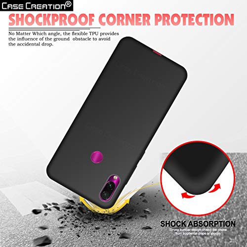 Image of Case Creation Luxurious OG Series for Xiaomi Redmi Note7 Case Cover,Anti-Dirty Slim Case Frosted Matte Cute Candy TPU Raised Bezel (Splash of Color) Back Cover for Redmi Note 7 -Black