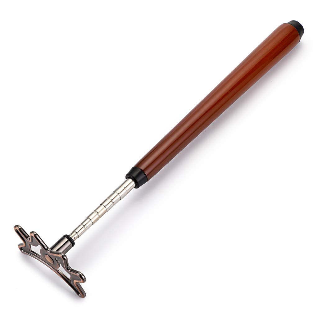 Sumnacon rétractable bâton de Pont de Billard en Acier INOX et Plastique Pont de Queue de Billard avec tête de Pont Amovible et Manche en Bois Brun,35cm-140cm (Brun)