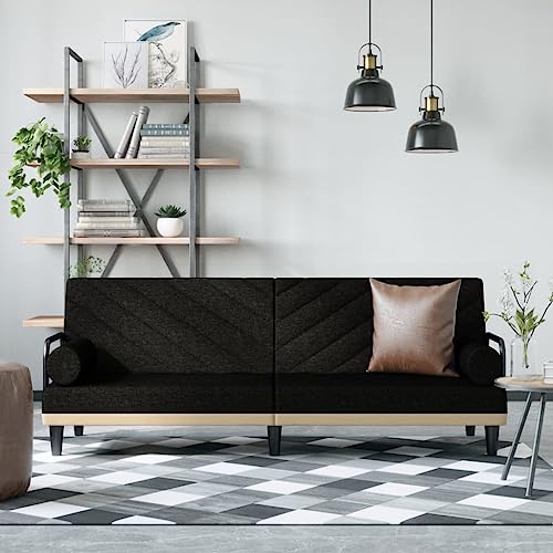 ZEYUAN Canapé-lit avec accoudoirs Noir Tissu,Lit Banquette,Fauteuil Convertible Lit,Housse De Canapé Extensible