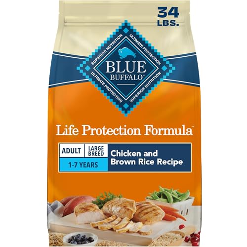 Blue Buffalo Life Protection Formula Chicken & Brown Rice Large Breed Adult Dry Dog Food, Supports Immunity with Antioxidant-Rich LifeSource Bits, Promotes Healthy Muscles, Skin & Coat Health, 34 lbs.