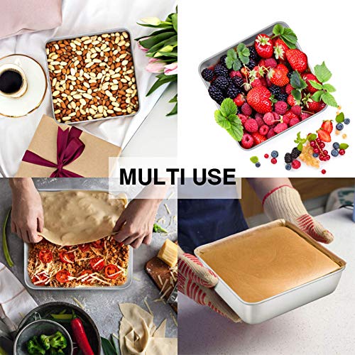 Teamfar 8 Inch Square Baking Pan, Square Cake Brownie Pan Stainless Steel For Wedding Christmas Party thumb #4