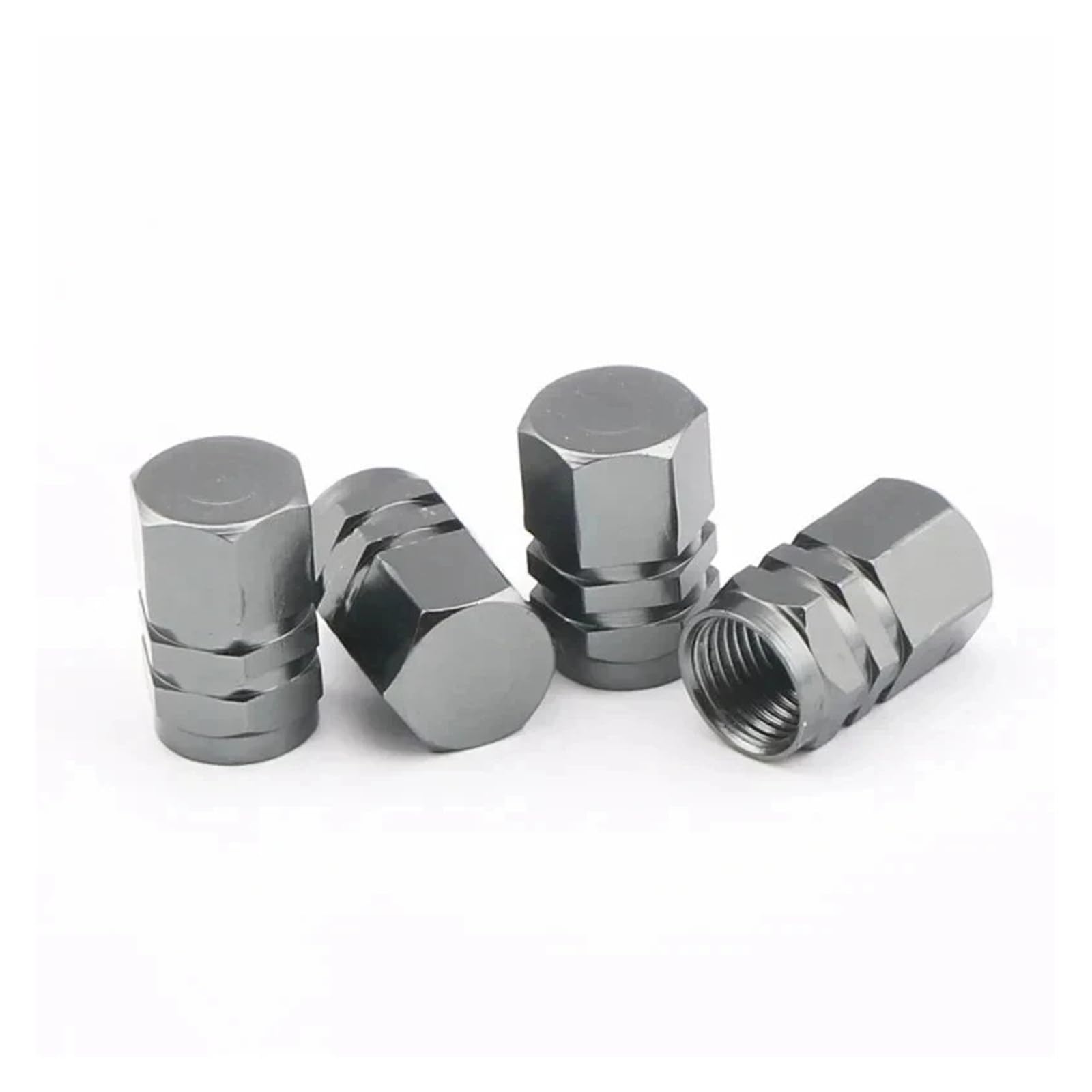 4/12Pcs Aluminum Valve Caps Dustproof for Car Motorcycle Bike(Silver)