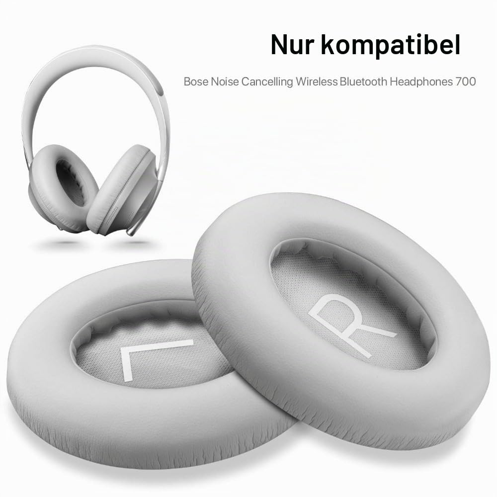 Ohrpolster für Bose 700 Noise Cancelling Kopfhörer (NC700) – Ohrpolster Ersatz mit weichem PU-Leder, luxuriöser Memory-Schaum, zusätzliche Dicke, extra langlebige Ohrpolster (Grau)