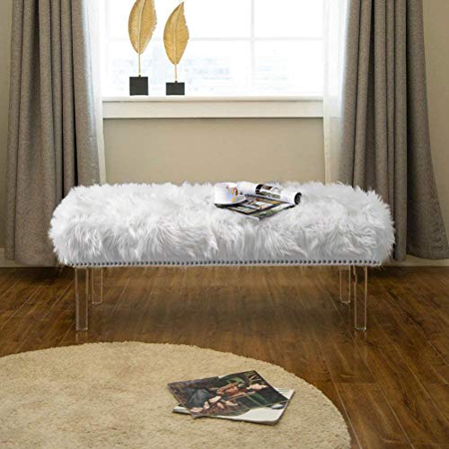 Upholstered Bed Bench White Faux Fur Ben Buy Online In Faroe Islands At Desertcart