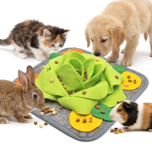 Ujukoxc 1PCS 11.8x11.8 inch Rabbit Foraging Mat Snuffle Mat for Rabbits Interactive Pet Feeding Mat for Mental Stimulation Felt Material 11.8x11.8 Inches for Small Animals