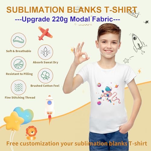 5 Pieces Toddler Blank Sublimation T-Shirt Modal Crew Neck Short Sleeve T-Shirt for Kids2