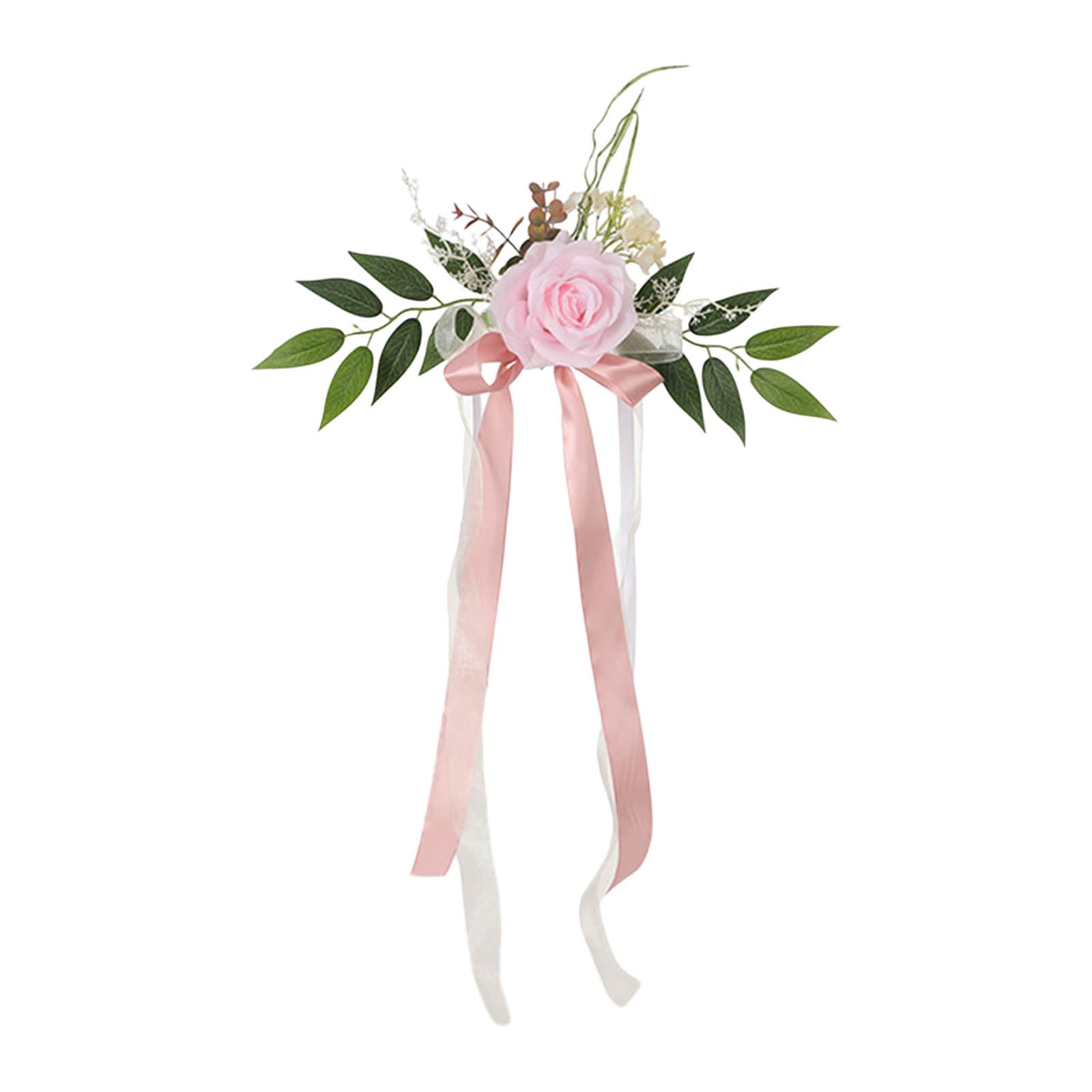 Yfenglhiry 1 paquete de flores para silla de boda, decoración de sillas de boda, bancos de pasillo, flores artificiales para iglesia, flores artificiales para boda