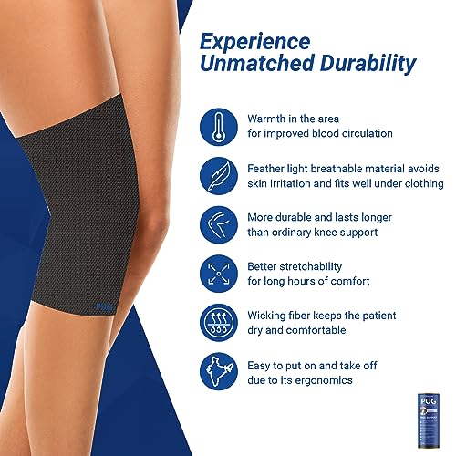 Image of PUG Knee Support 1 Pair, Size M |Unleash Your Performance | Ergonomically Designed for Indian Knee|Ideal for Sports enthusiasts, Knee Pain and Injury Prevention