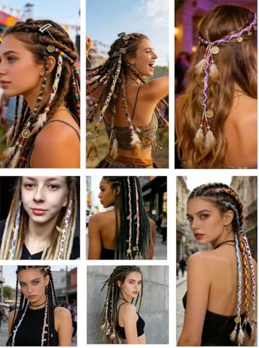 Accesorios para cabello con clip boho trenzas dreadlocks 3 piezas miniatura 6