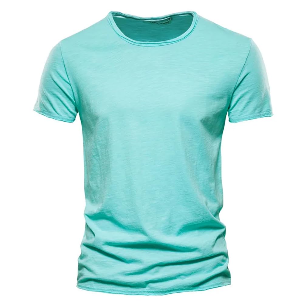 T-shirt da uomo a maniche corte in cotone girocollo sottile stretch top t-shirt tinta unita abbigliamento casual