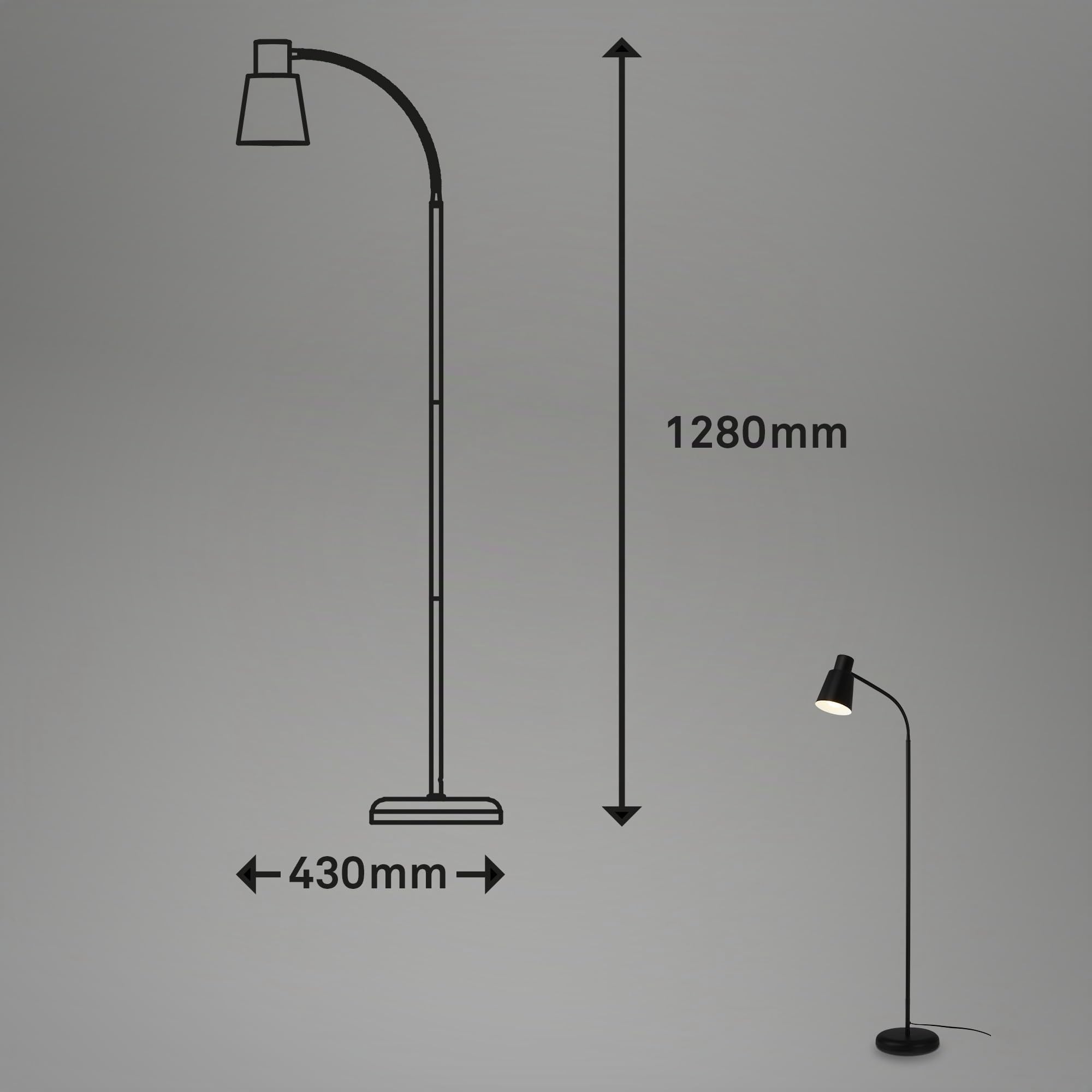 BRILONER - Lámpara de Pie para decoración de Salón y Lámpara de Lectura, Lámpara Giratoria, Lámpara de Salón, Botón de Pie, Iluminación Indirecta, Negro