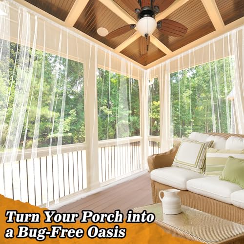 Image of 40x10ft Ultra-fine Mesh Mosquito Net, Patio Screen Netting, 1Pc White